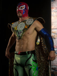 1UP Sports Marketing client Danny Amendola in full Mexican wrestling garb